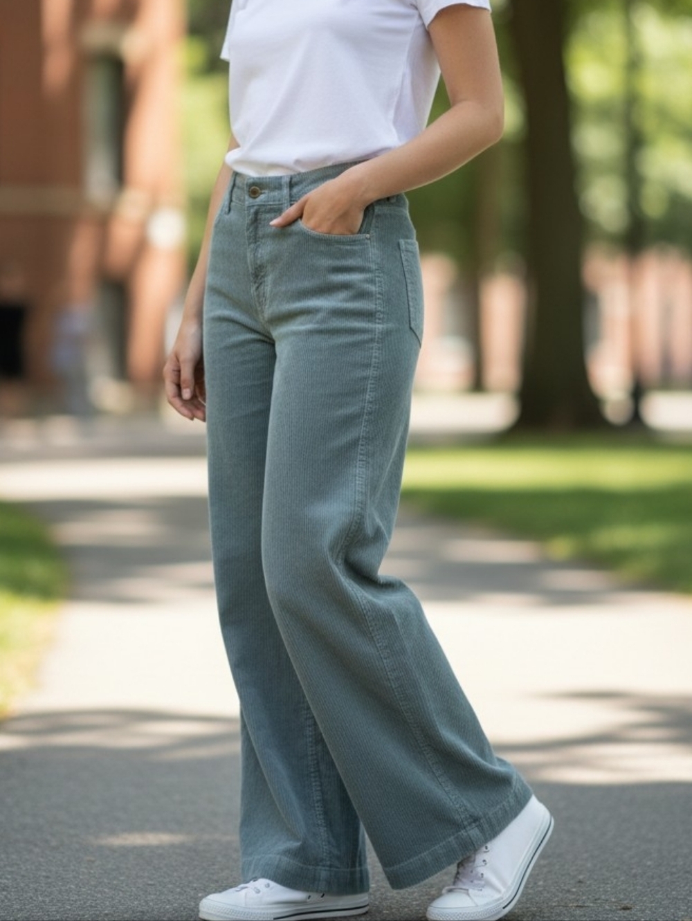 Altar'd State Green Wide Leg Couduroy Pants Large